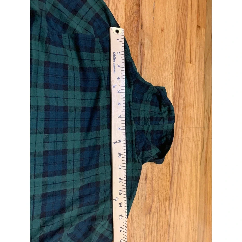 J.Crew Women's Green Navy Black Watch Plaid Cotton Turtleneck Top Size M
